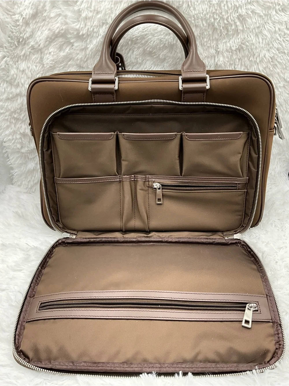 Oak & Rove Alto Laptop Briefcase Leather Brown Travel Work Bag Organizer